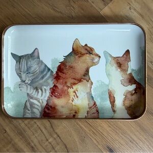 New Punch Studio 6"x4" "Cat" Metal Trinket Tray Rectangular Colorful Decor